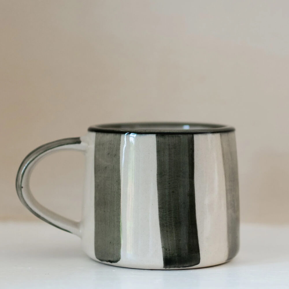 MeanWhile Forest Green Washed Stripe Koko Mug